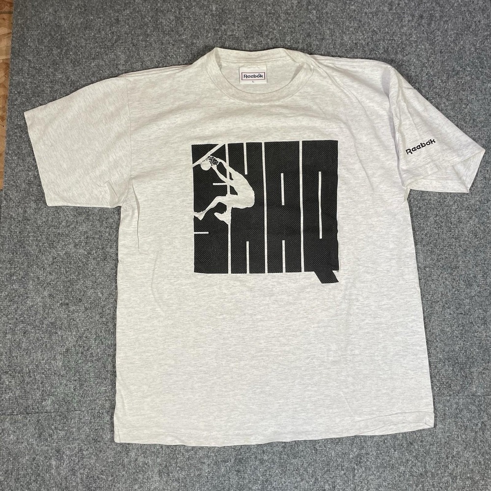 Reebok Shaq T-Shirt Mens Large Grey Vintage 90s Basketball Graphic Tee USA Made